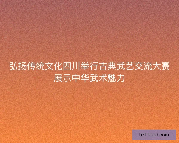 弘扬传统文化四川举行古典武艺交流大赛展示中华武术魅力