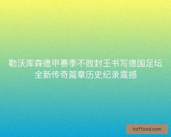 勒沃库森德甲赛季不败封王书写德国足坛全新传奇篇章历史纪录震撼